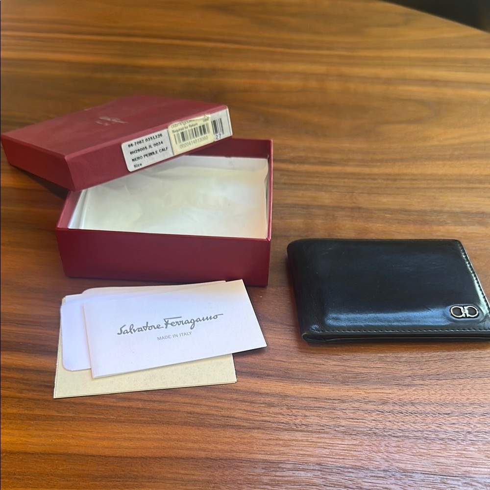 Salvatore Ferragamo Black Leather Card Holder